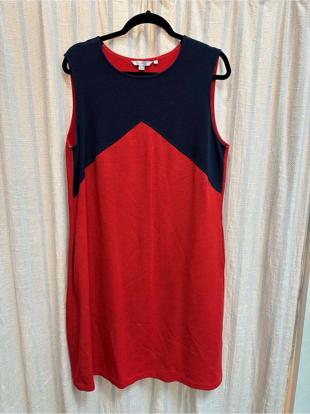 Boden Red and Blue Sleeveless Midi Dress